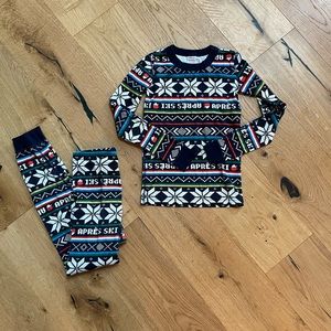 Hannah Andersson Holiday Print Long John Pajamas